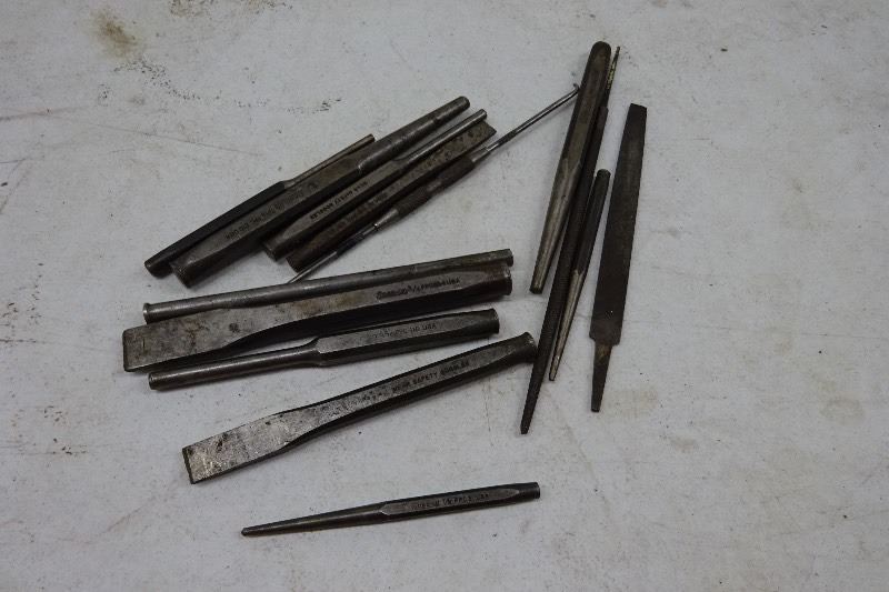 Variety of chisels, files