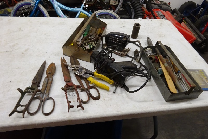 tin snips and sander, misc tools