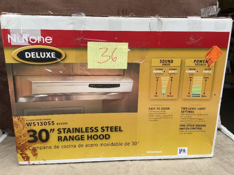 lot 36 image: Nutone Deluxe 30 Stailess Steel Range Hood