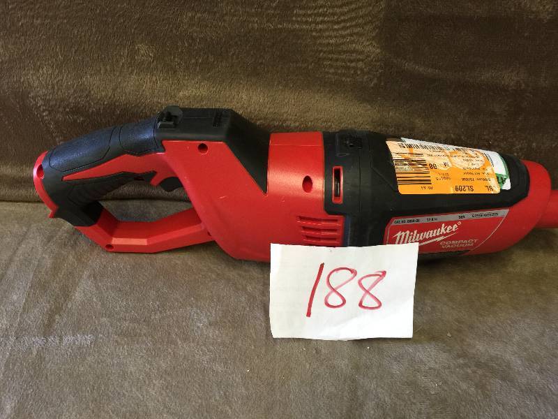 lot 188 image: Milwaukee M12 12-Volt Cordless Lithium-Ion Compact Vacuum (Tool-Only)