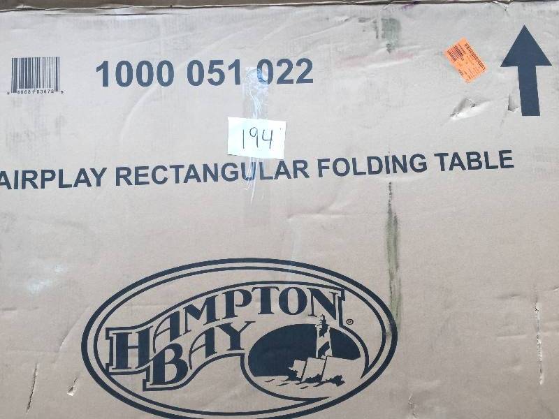 lot 194 image: Hampton Bay Fairplay Folding Sling Top Patio Dining Table