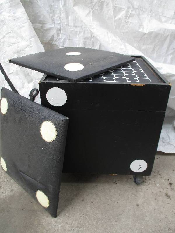 lot 22 image: storage box painted like big dice, ...