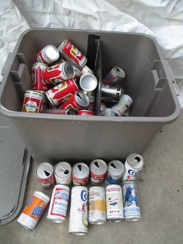 lot 29 image: large bin of collector vintage beer...