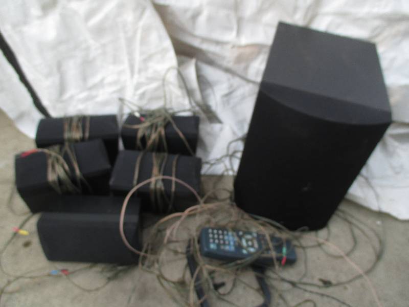 lot 40 image: large speaker set one large and 5 s...