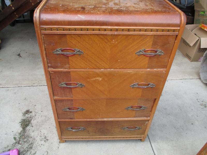 lot 52 image: Vintage wood dresser, 30 wide, 19...
