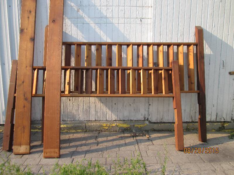 lot 151 image: All wood bed frame, 7 feet wide...
