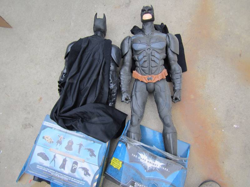 lot 130 image: 2 Bat Man Dark man rises figures, 3...