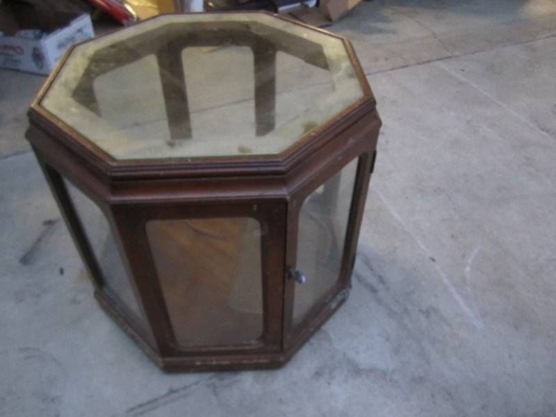 lot 140 image: Octagon table, 2 across, needs TLC...