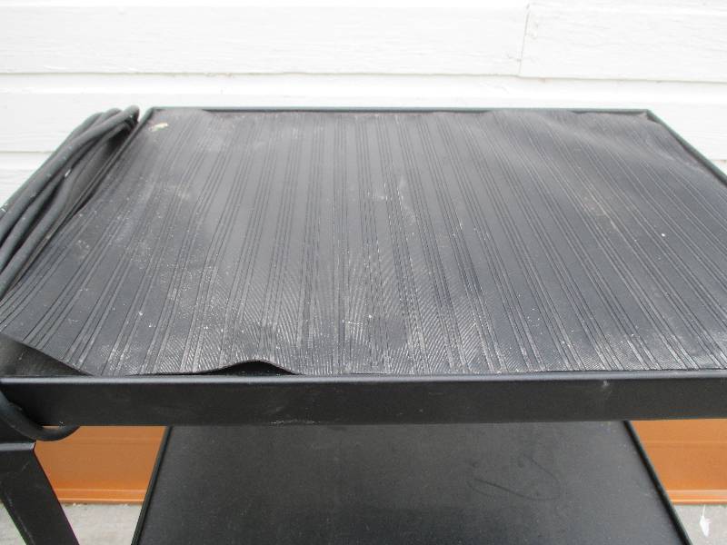 lot 142 image: Black rolling electronics cart with...