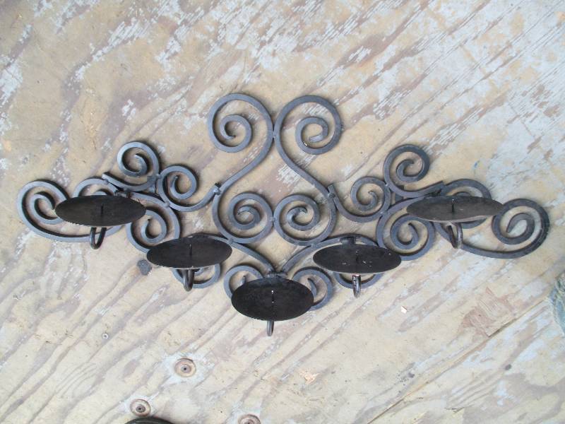 lot 71 image: Metal candle holder for the wall, h...