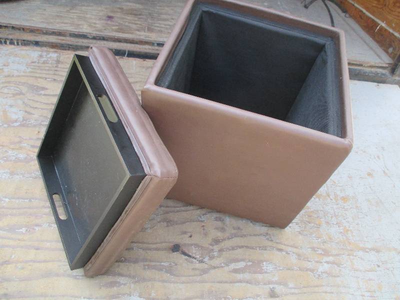 lot 72 image: Foot stool covered in vinyl, the li...