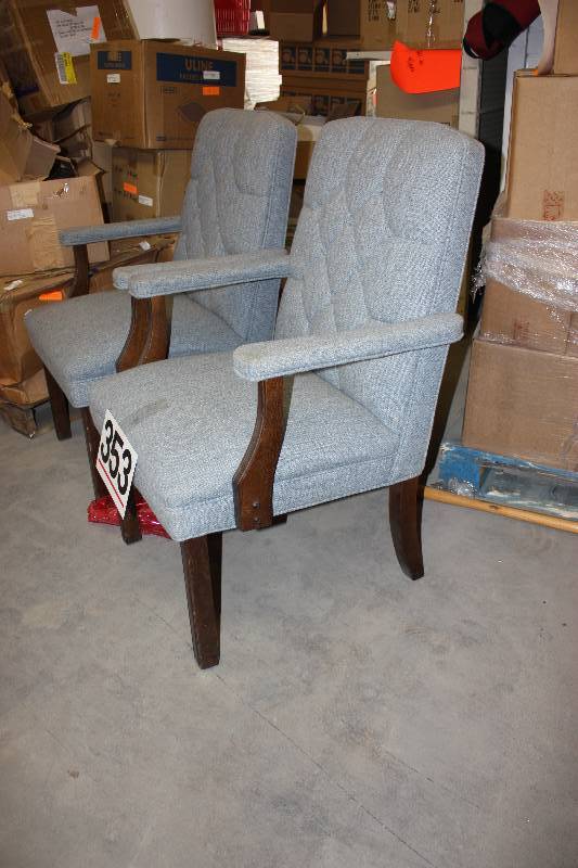 Blue Fabric Covered Chairs