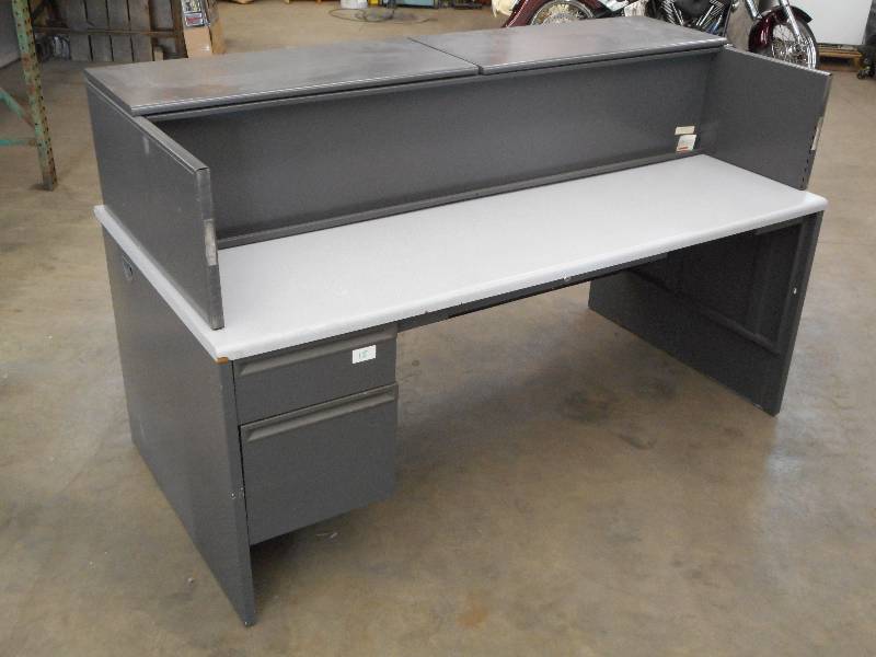 3-Drawer Steel Desk With Overhead C...