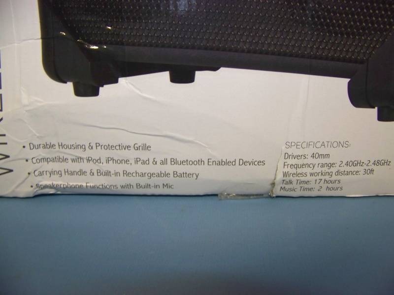 lot 15 image: Vivitar, Infinite, Wireless Boom Box Speaker with Bluetooth technology - BRAND NEW