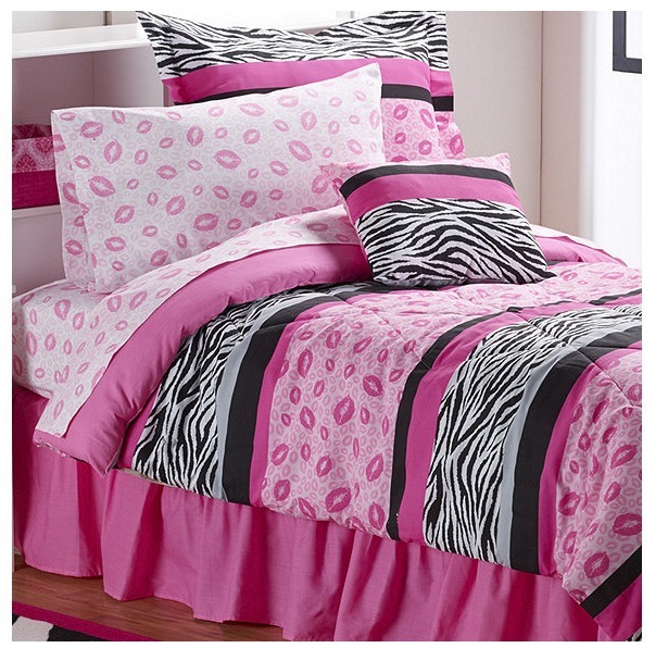 Kiss Me Zebra Pink 9pc Room Ensemble - Twin