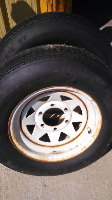lot 93 image: 22575-15 Trailer Tires with 6 bolt rims