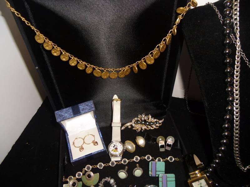 J-6 Jewelry Includes Mickey Mouse Watch, Vintage Charm Bracelet, Crystal Bracelet  More