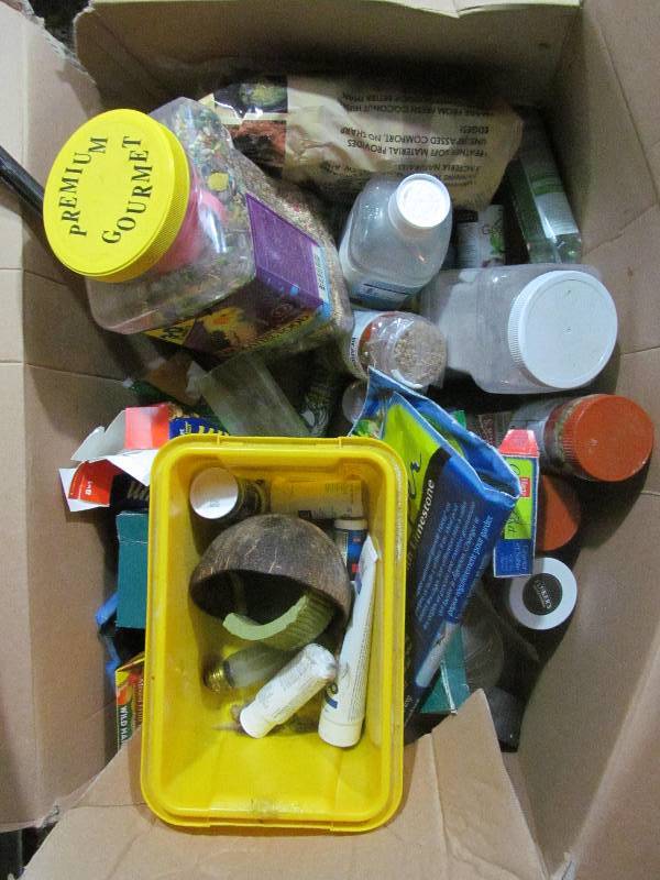 Box of Assorted Bird, Ferret and Reptile supplies
