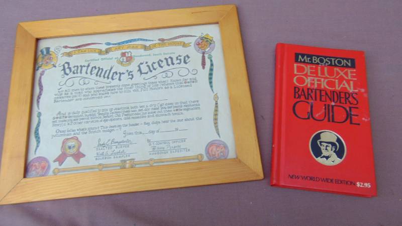 lot 220 image: Bartenders License w Guide Book