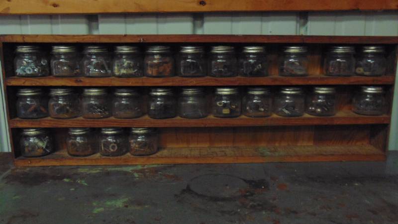 lot 267 image: Shelf with Jars & Misc Hardware