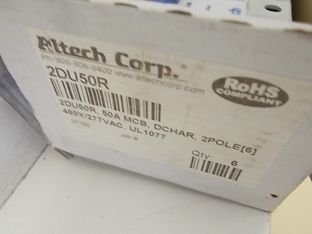 (6) Altech 2DU50R 50 Amp Breakers...