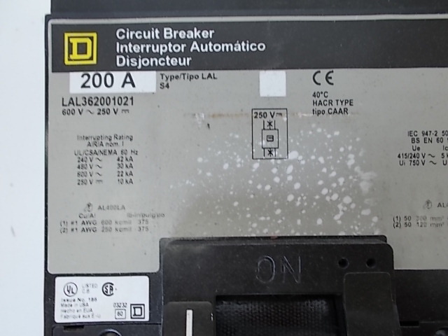 Square D LAL362001021 200 Amp Circu...