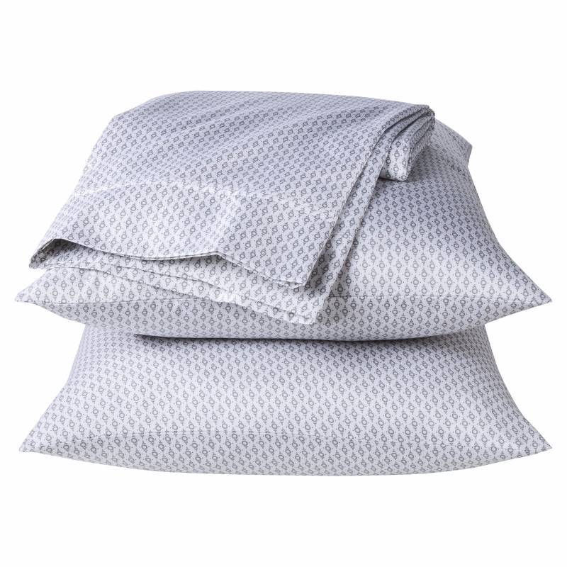 Threshold White Gray Pattern Twin 400 Thread Count Sheet Set
