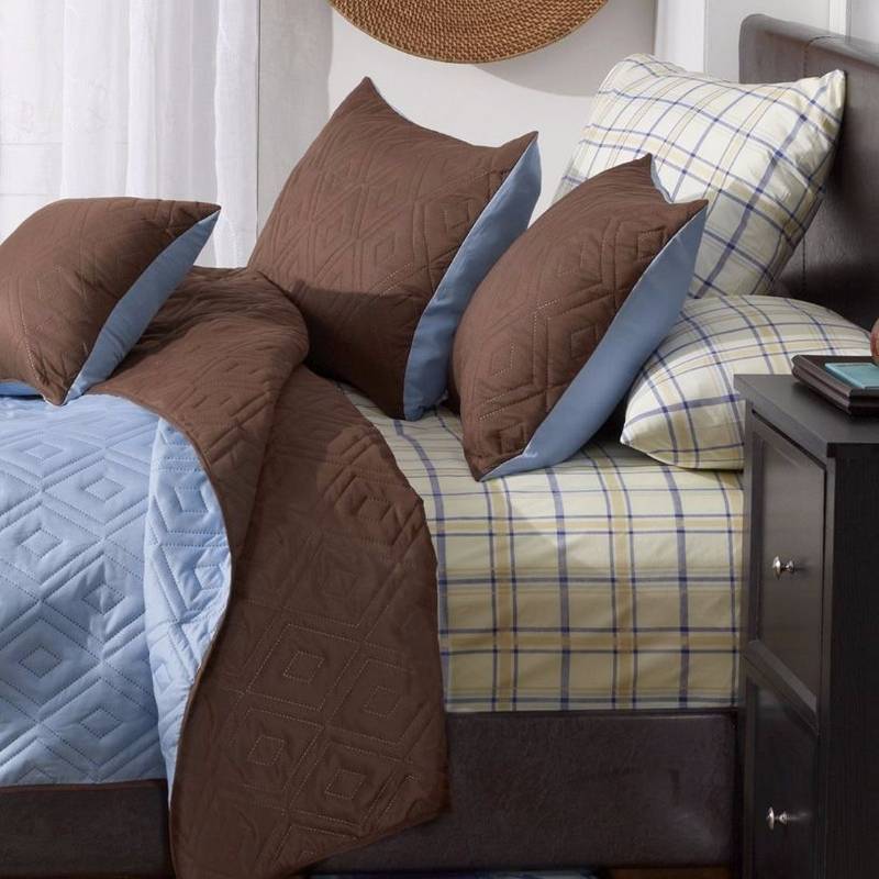 MyHome FullQueen Coverlet Set ChocolateFrenchBlue