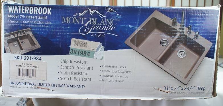 Waterbrook Dual Mount Composite Granite 33 in. 4-Hole Double Bowl Kitchen Sink in Desert Sand