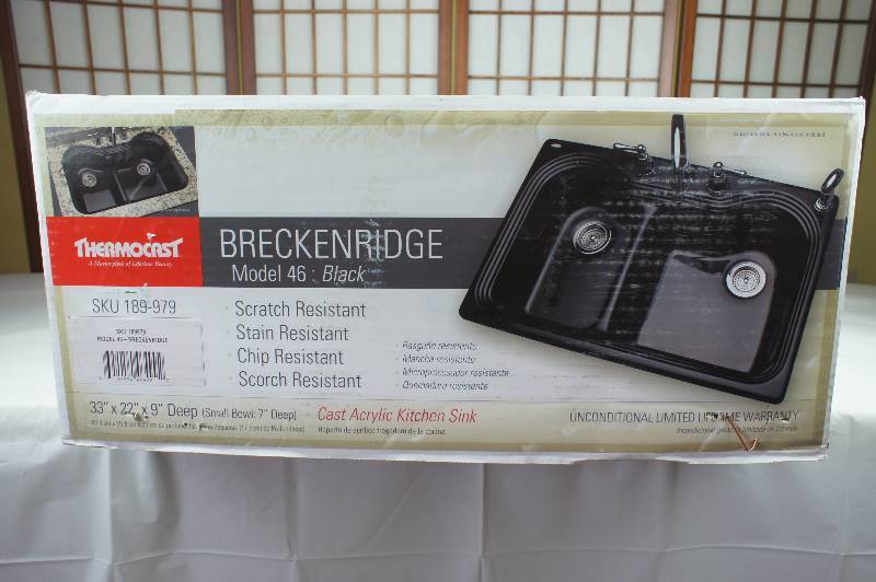 Breckenridge Drop-in Acrylic 33 in. 4-Hole Double Bowl Kitchen Sink in Black