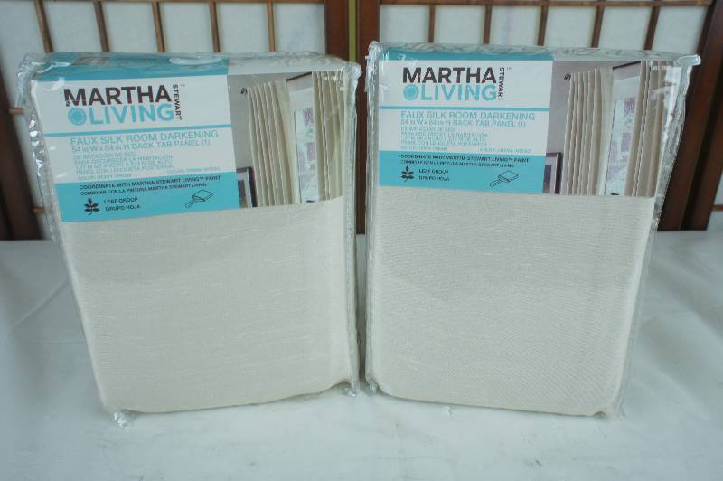 Martha Stewart Living Heavy Cream Faux Silk Room Darkening Back Tab Curtains