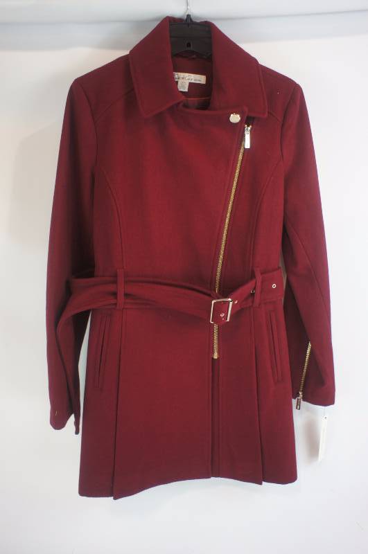 Kenneth Cole Misses Assymetrical Wool Trench Coat
