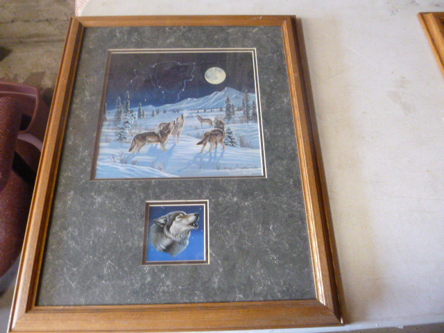 lot 123 image: Moonlight Serenade Wolves Print by Cynthia Fisher