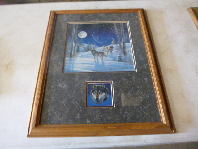 lot 124 image: Moonlight Stroll  Wolves Print by Cynthia Fisher