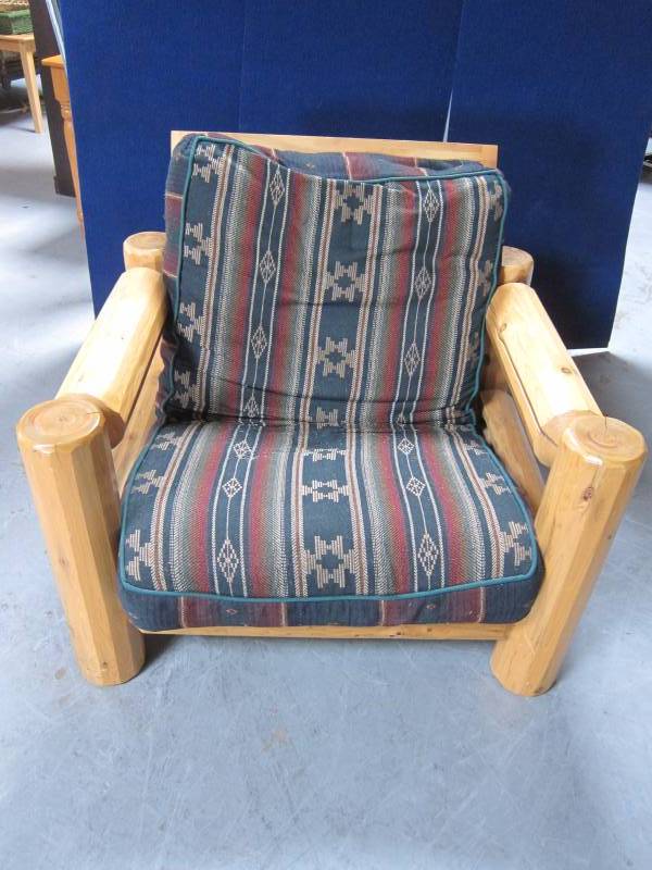 lot 7 image: Log Frame Upholstered ChairFuton
