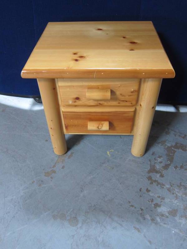 lot 10 image: Log Nightstand