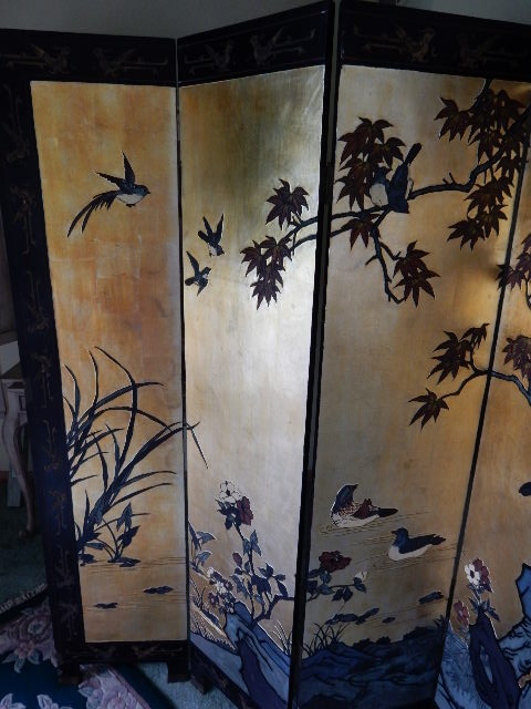 lot 3A image: Oriental Theme Screen, 6, 16 in sections.. Folds