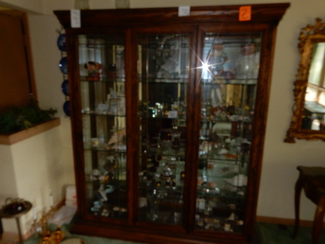 lot 3B image: Large Diplay Cabinet.  Glass and Oak
