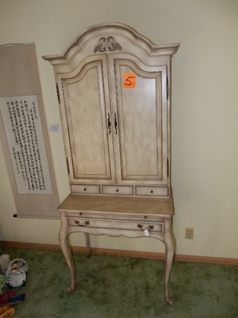 lot 5 image: Cabinet, Secretary Combo.. Parchment Color