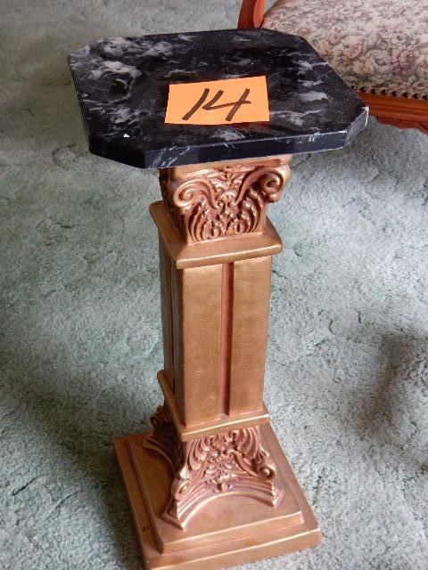 lot 14 image: Lamp or Plant pedestal.. Plaster Cast Base with Marble top