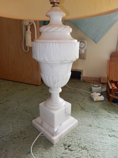 lot 18 image: ELEGANT, All Marble table lamp.. VERY HEAVY.. 36in x 20 in
