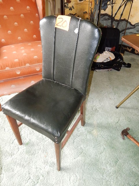 lot 20 image: Nice armless side chair.. Naugahyde cover..