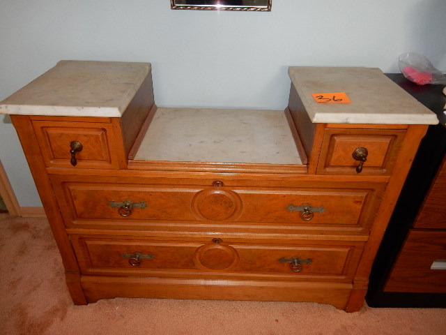 lot 36 image: Dressing Bureau.. Maple wood with Marble Tops