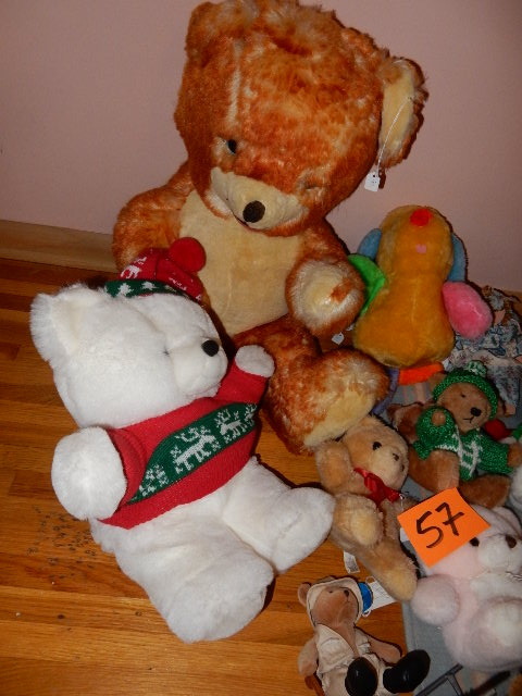lot 57 image: Misc. Stuffed animals and Swing with Bears