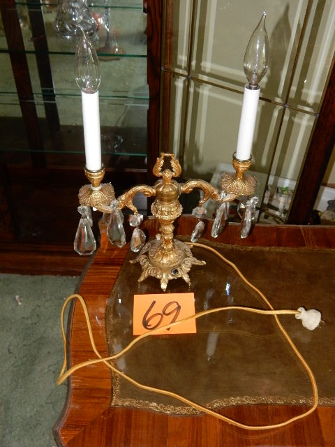lot 69 image: Brass Candelabra style 2 light lamp