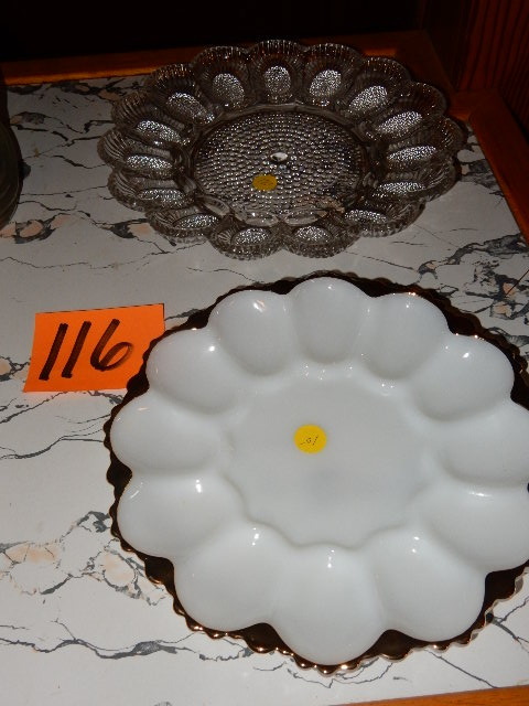 lot 116 image: 2 nice, 15in Diameter, deviled egg plates