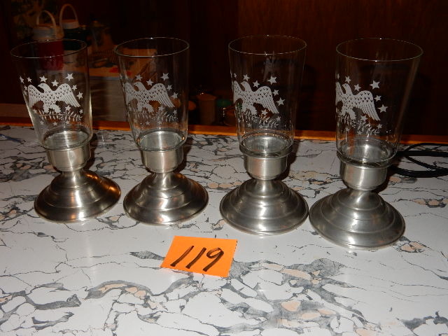 lot 119 image: Set of 4, Patrioting Candle HoldersHurricanes