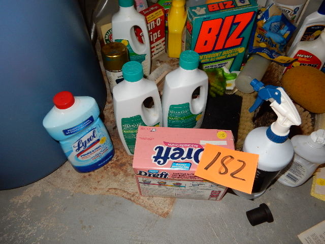 lot 182 image: Lot of Cleaning Supplies.. Partial and full bottles