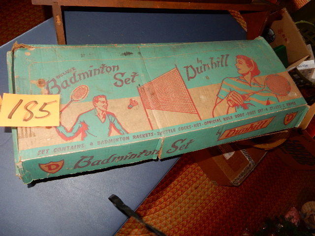 lot 185 image: Deluxe Badmitton Set, By Dunhill..  Very old, but good shape.. Original Box