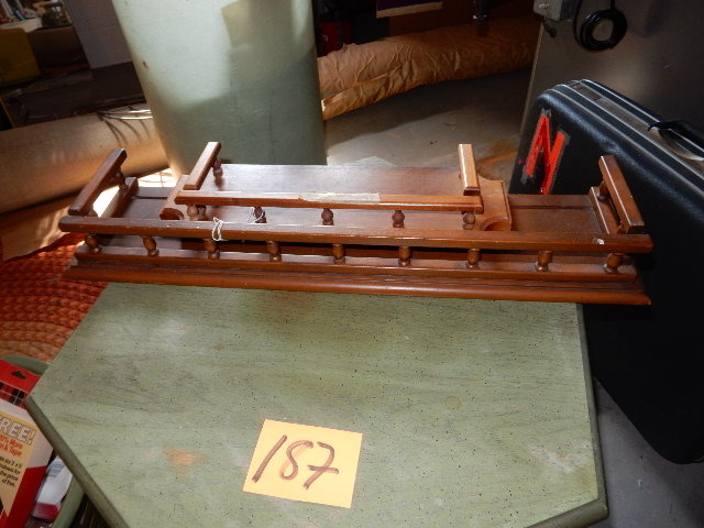 lot 187 image: 2 nick nak  shelves..1 Hexagonal end table with cabinet